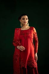 Maria Osama Khan - Rang-e-Jashan - Red - ORGANZA & Grip SILK - 3 Piece